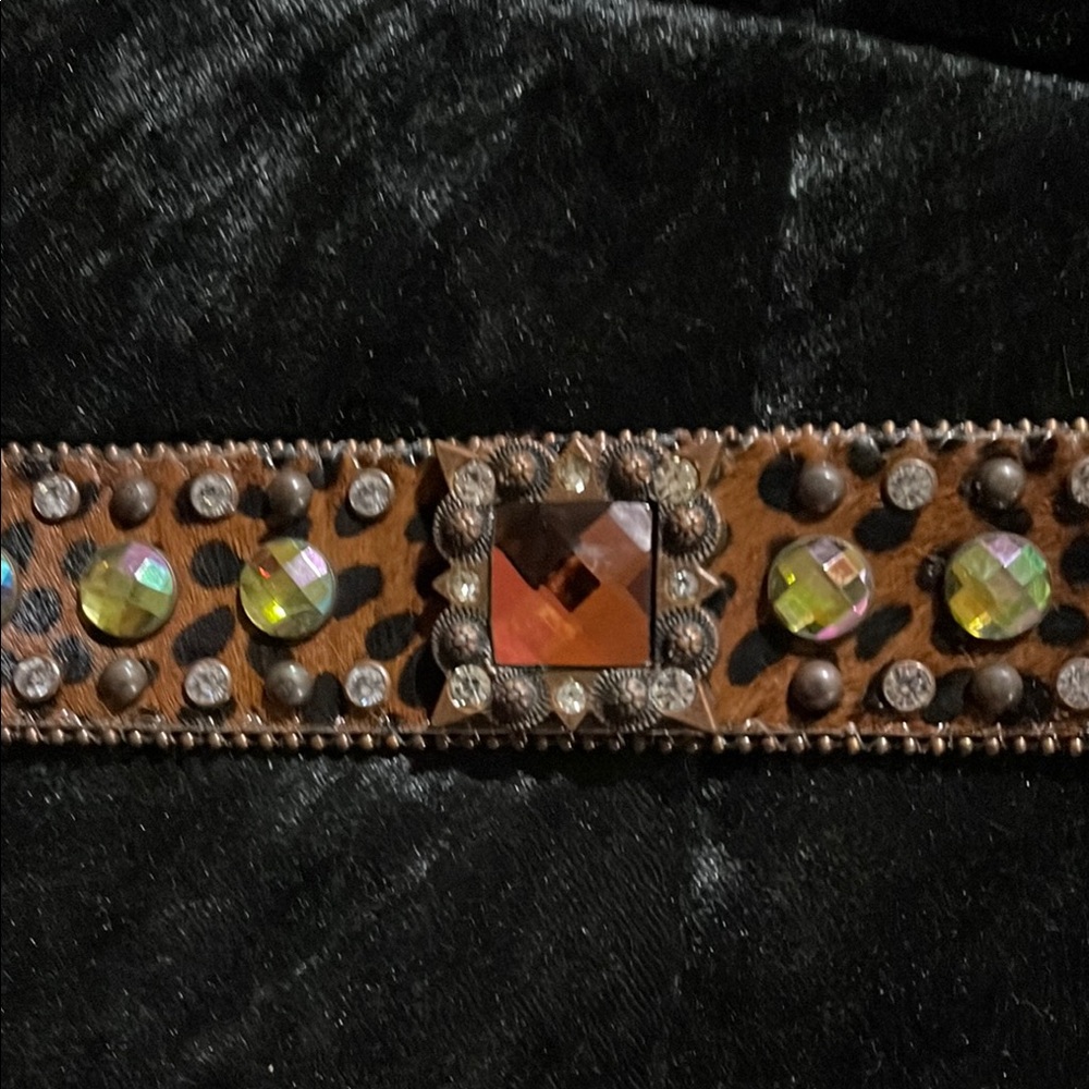 Leopard Print Rhinestone Belt - Picture 4 of 7